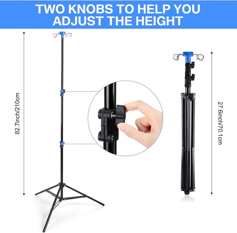 Ferraycle Portable Collapsible IV Pole Stand, 4 Hook IV Portable Pole Stand for Hospital, Clinic, Wheelchairs, Beds, Home Care (3 Legs) - Image 1